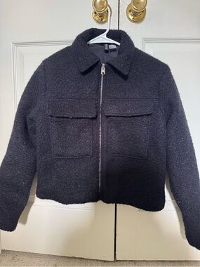 Divided Teddy Jacket in Dark Navy